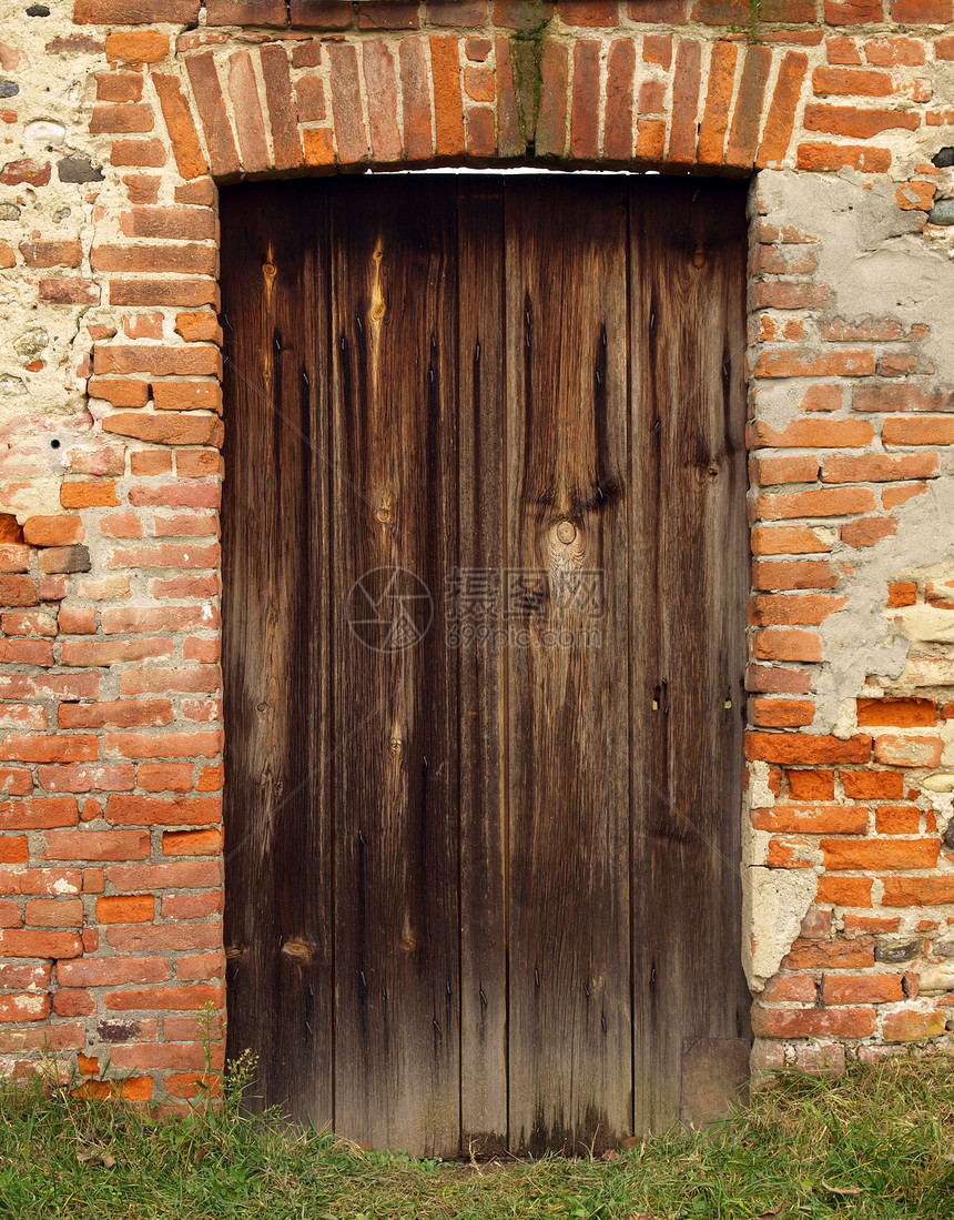 旧门建造建筑学木板木头单板材料棕色图片