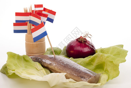 被夷为平地鲱鱼哈令洋葱国家食物盐渍小吃旗帜高清图片