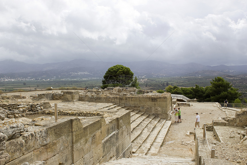 克里特岛古代城市Paistos或Festos国家文化旅行大力士考古木马楼梯神话文明石头图片