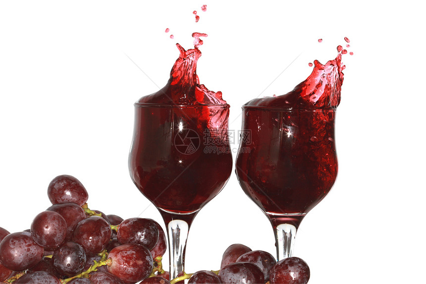 葡萄果汁水果健康饮食饮料酒杯植物高脚杯食物宏观红色葡萄串图片