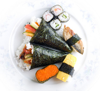 寿司菜单寿司套餐黄瓜鱼片团体手卷食物海鲜文化拼盘厨房海藻背景