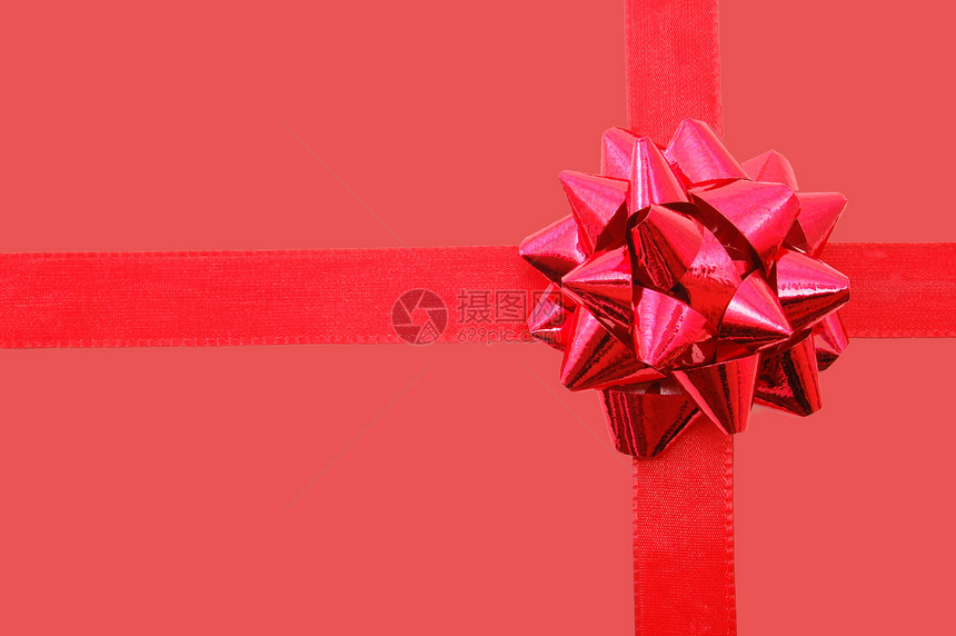 带丝带的圣诞礼物空白生日纪念日卡片庆典展示白色包装纸礼物盒子图片