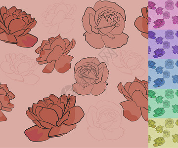 蕾丝玫瑰红玫瑰窗饰玫瑰墙纸脆弱性插图丝带纺织品包装花朵树叶插画