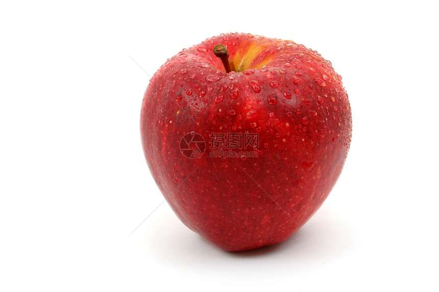白色背景上孤立的新鲜红苹果活力水滴食物水果维生素气泡糖果饮食沙漠生活图片
