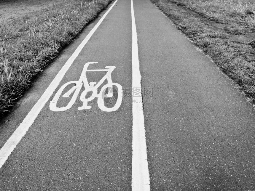 自行车车道标志街道草地运输交通图片