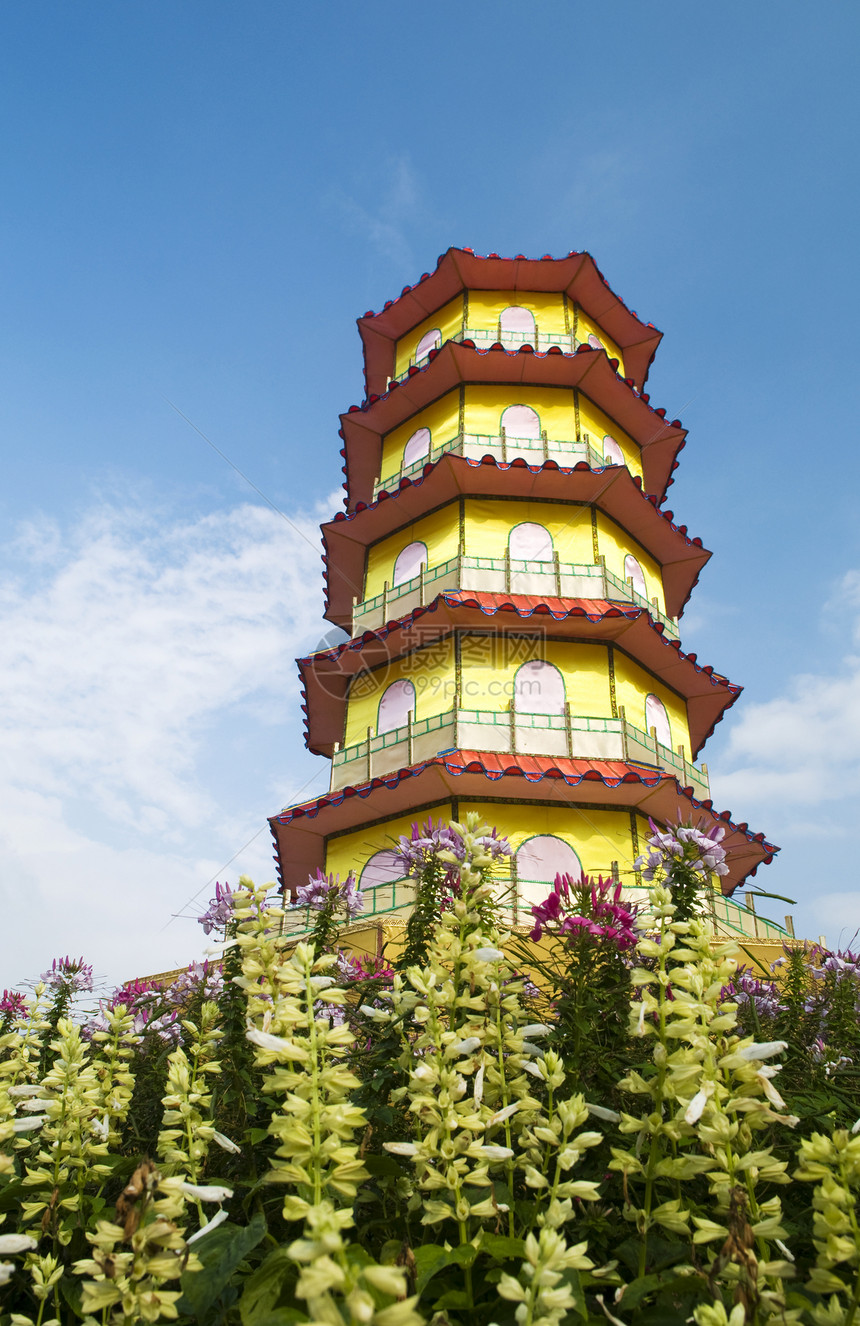 中国寺庙天空建筑学花园宗教蓝色场景艺术装饰品文化风水图片