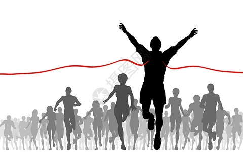 奔跑人群完成行赛跑者竞技竞赛人群运动成人冠军终点跑步插图设计图片