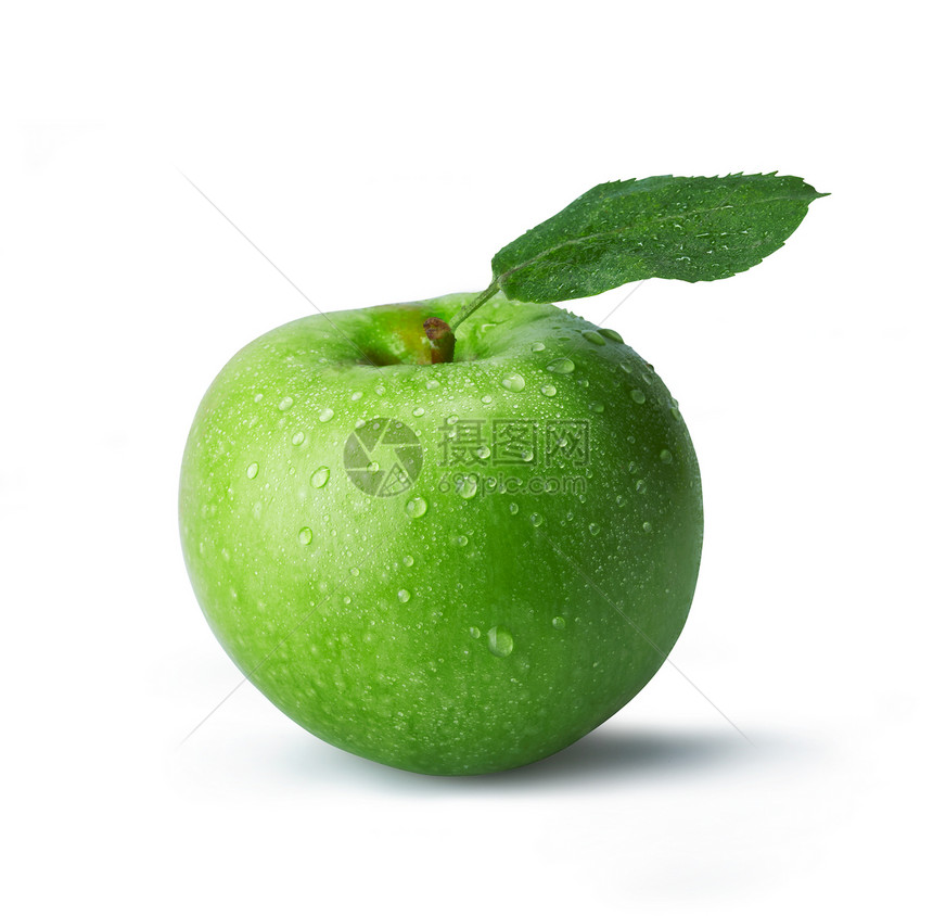 绿苹果茶点食物水果节食奶奶叶子白色美食图片