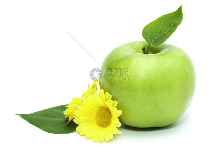 绿苹果食物花朵水果绿色维生素图片