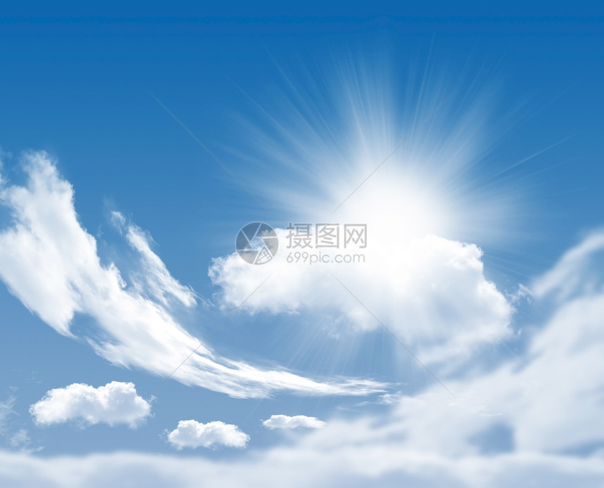 云和太阳在幕后的照片楼梯宗教上帝蓝色太阳白色光线图片