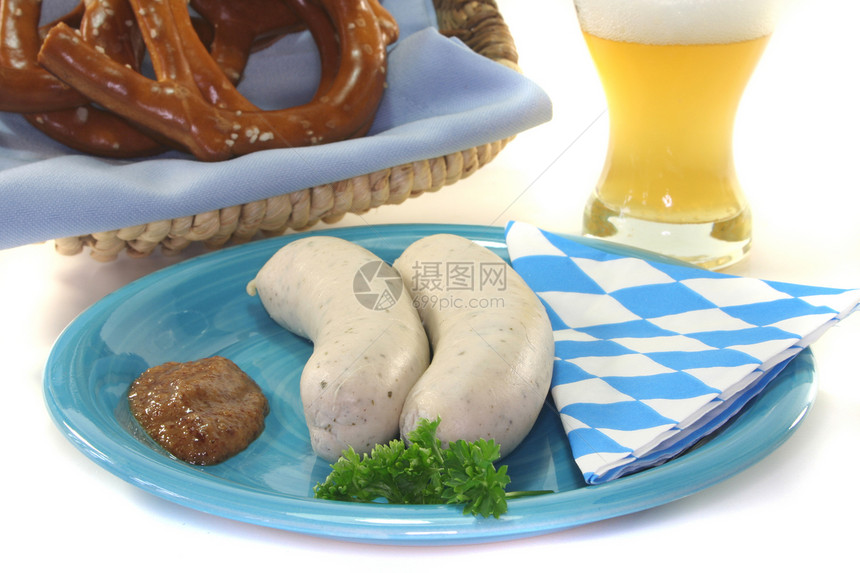 牛肉香肠啤酒杯民间花园酒精节日饮料图案啤酒传统食物图片