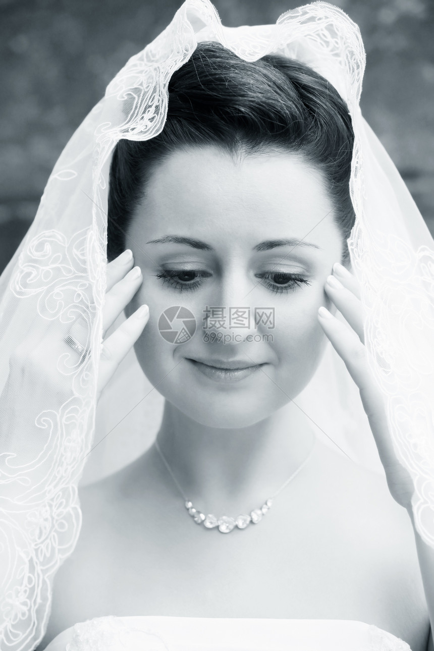 美丽的新娘婚礼面纱项链已婚生活女孩女士钻石图片