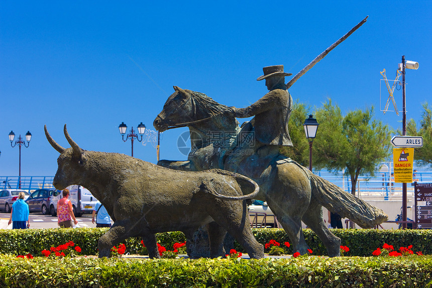 卡马格 普罗旺斯 法国城市雕像位置世界马匹市政旅行外观艺术图片