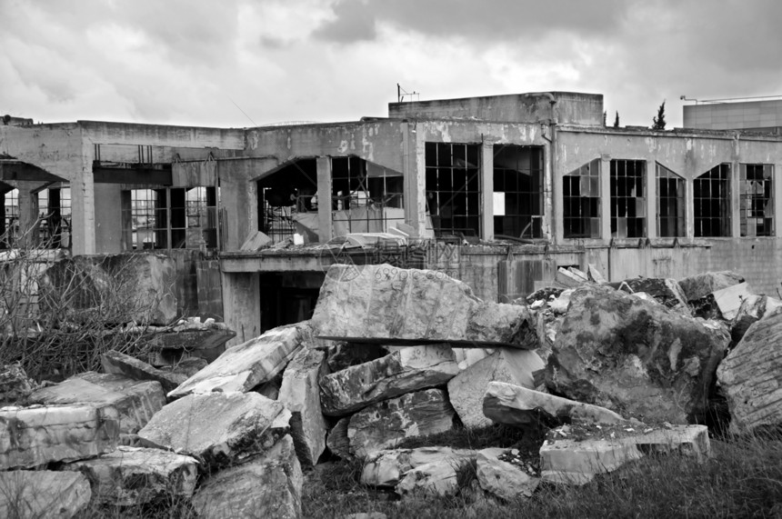 大理石厂工厂花岗岩废弃建筑衰变石板岩石瓦砾风化大理石图片