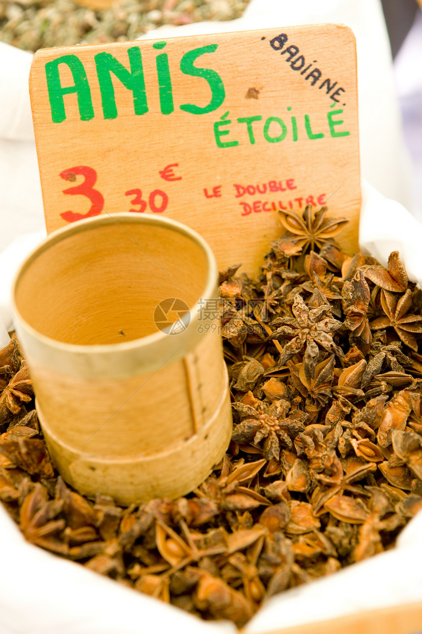 香料 法国普罗旺斯州卡斯特利亚内街头市场外观美食食品静物食物市场图片