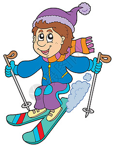 滑雪帽卡通滑雪男孩插画