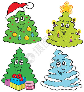 各种动画圣诞树背景图片