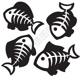 鱼骨素材各种鱼骨环影插画