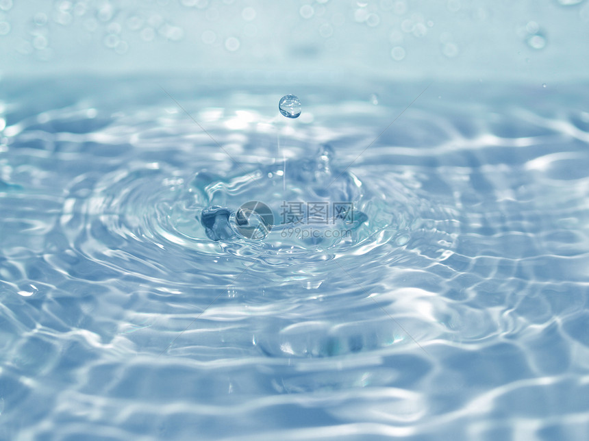 水滴宏观蓝色液体滴水温泉海洋波浪图片