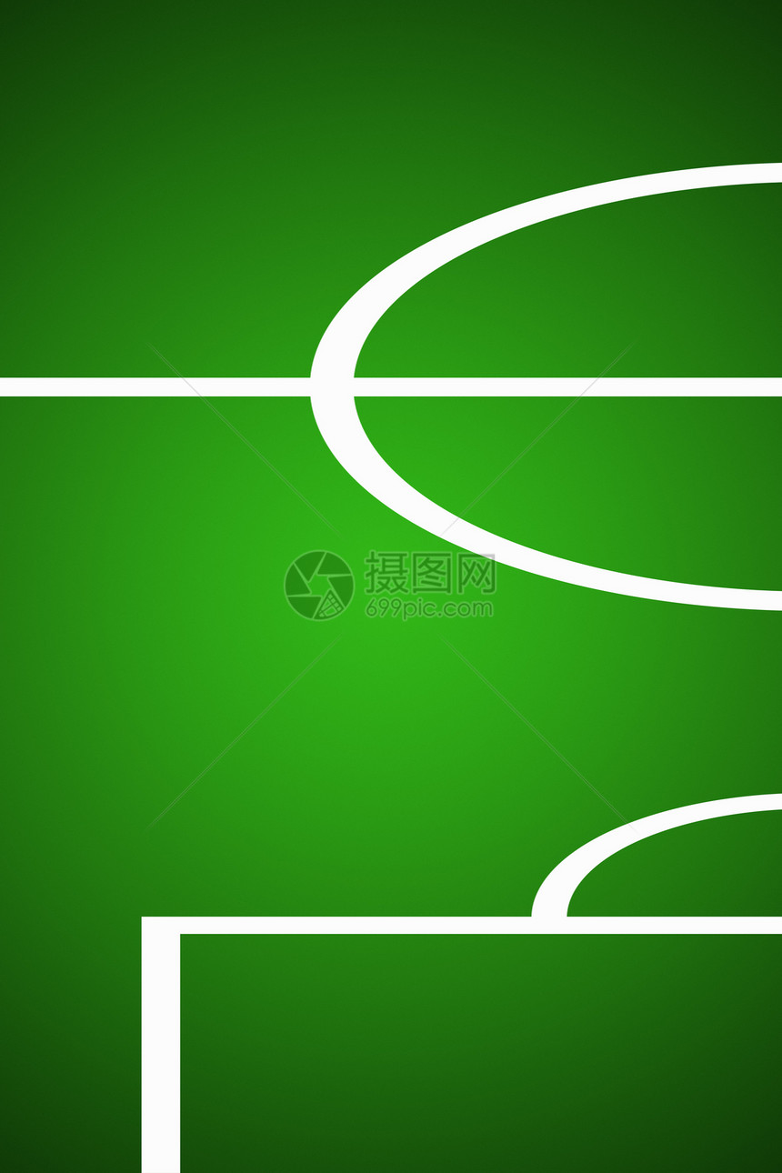 数字化的绿色足球球场全图插图白线图片