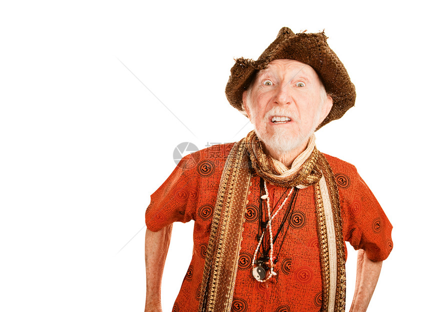 高级男子项链围巾橙子岛民帽子胡子游客胡须老年紧张图片