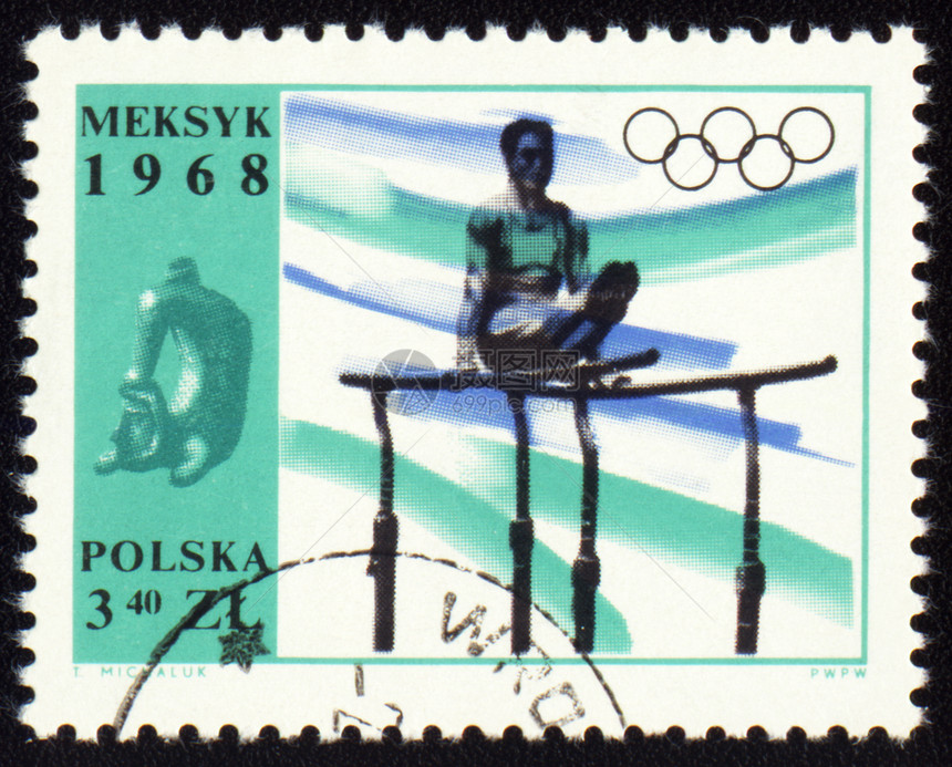 波兰邮戳上印有的Gymnast图片
