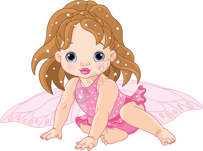可爱的小仙女花头孩子插图魔法神话女性创造力婴儿黄头发卡通片背景图片