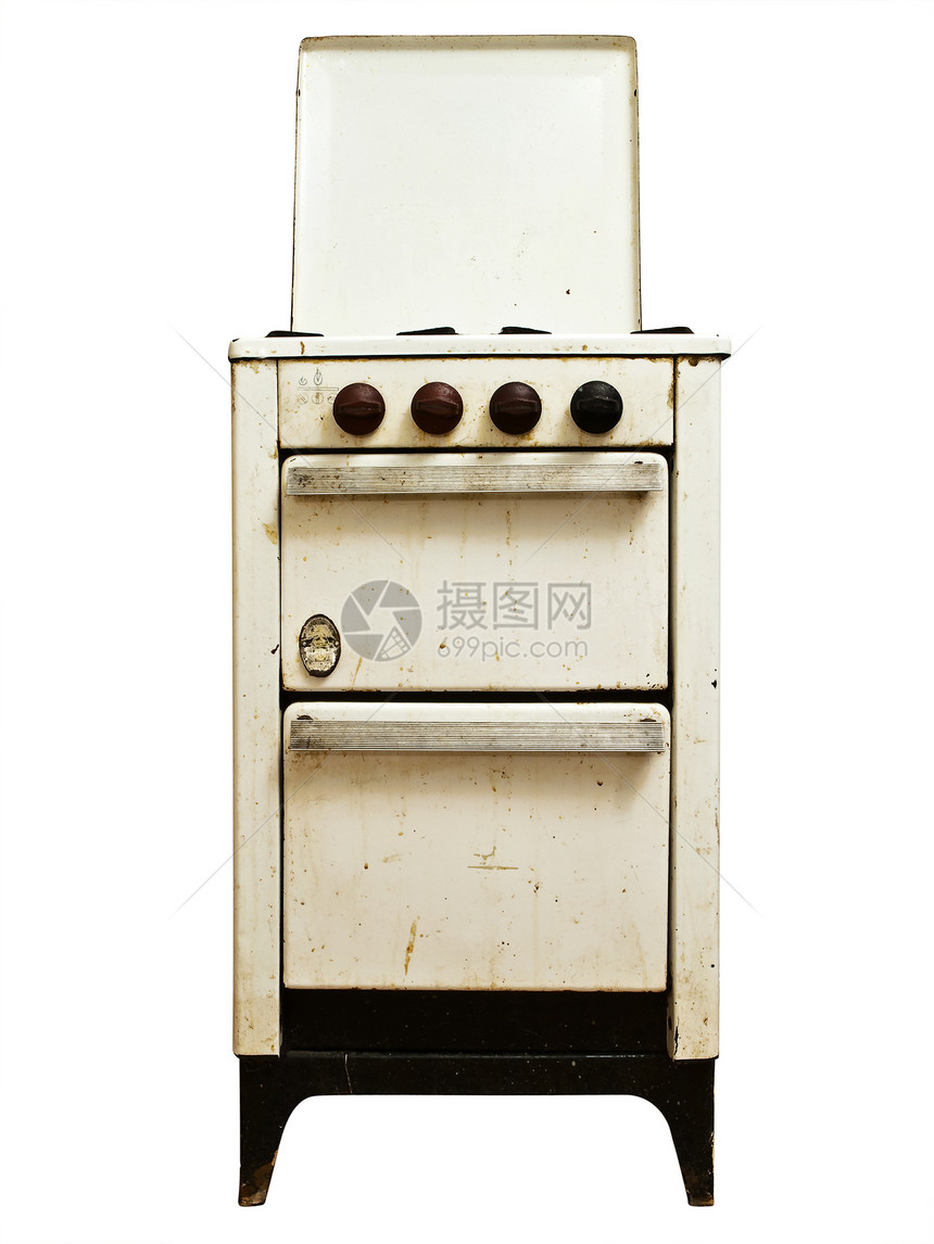 旧煤气炉灶厨房火炉烤箱金属美食气体炊具餐饮搪瓷器具图片