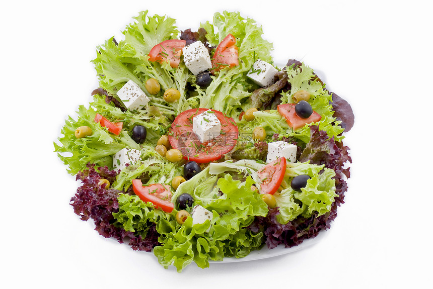 新鲜素食新沙拉蔬菜早餐饮食白色健康黄色韭菜绿色食物红色图片