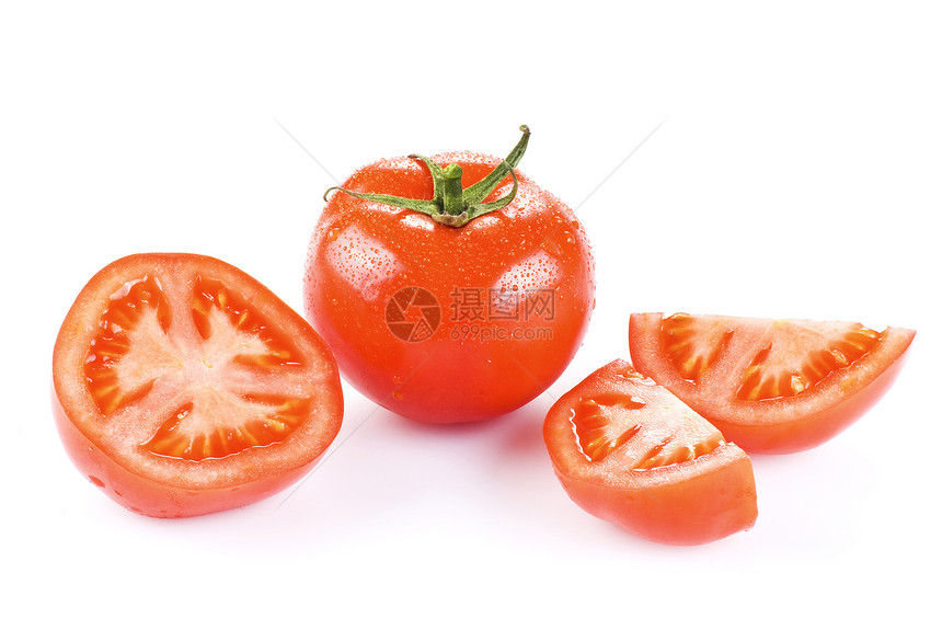 番茄沙拉白色用具营养食物蔬菜红色美食金属图片