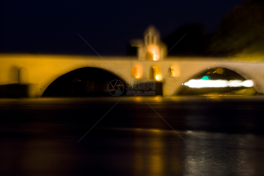 桥 晚上阿维尼翁 法国普罗旺斯旅行桥梁建筑历史人造光纪念碑光源建筑物建筑学外观图片