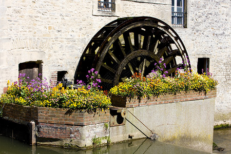 巴多斯法国诺曼底Bayeux建筑物磨轮建筑外观建筑学水车车轮历史性旅行世界背景