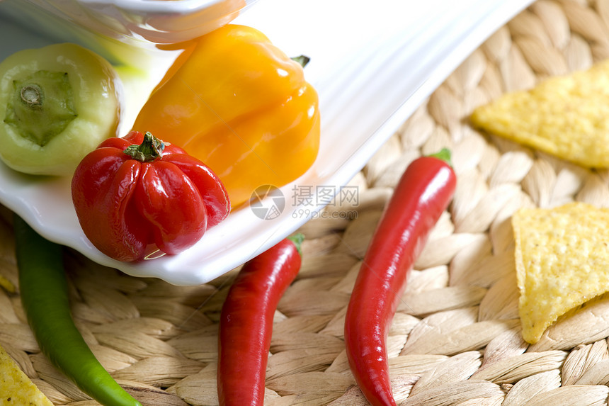 胡椒插图营养红色食品绿色内饰静物蔬菜黄色玉米片图片