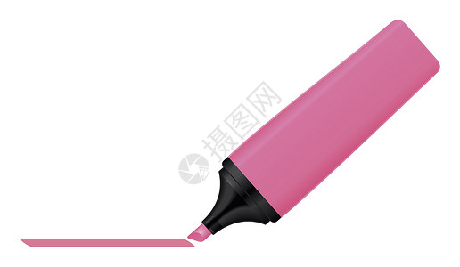 粉色荧光笔eon 线性文字标记毛毡染色插图教育创造力学校荧光铅笔宏观荧光笔背景