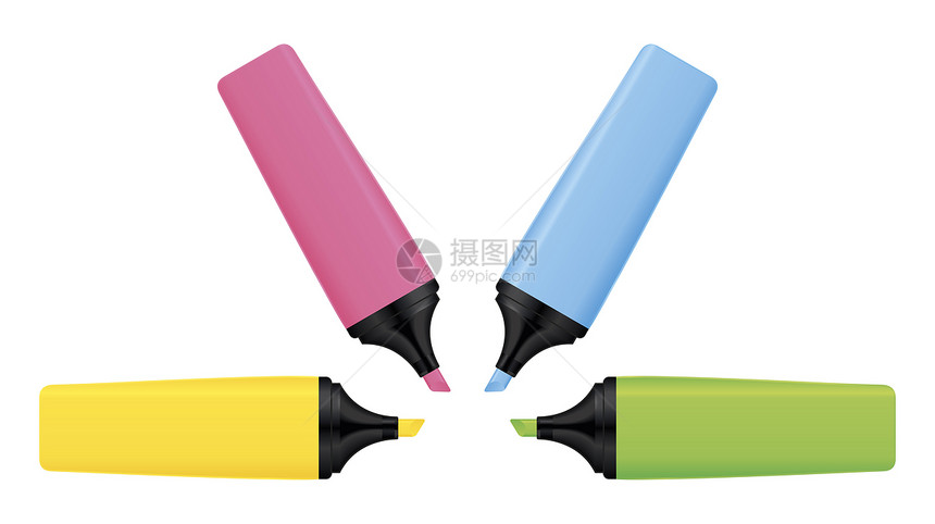 eon 线性标记荧光绘画办公室毛毡工具黄色工作白色铅笔绿色图片