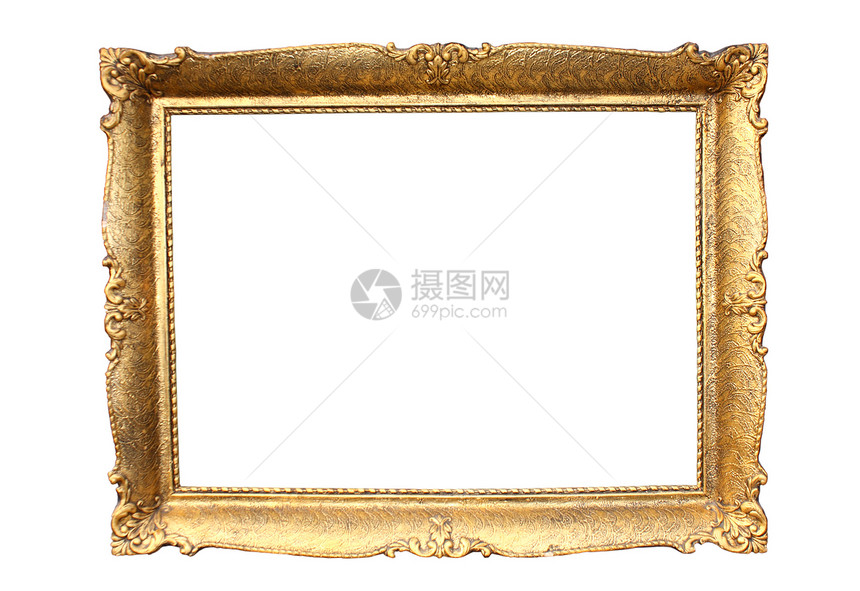 金盘的木制图画框正方形照片风格空白装饰品白色金子绘画木头框架图片