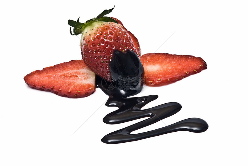 带巧克力的草莓滴水酒店营养风格厨房水果食物液体装饰床单图片