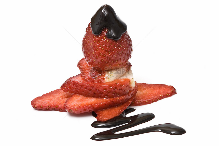 带巧克力的草莓排水风格推介会甜点小路奶油食物宏观装饰厨房图片