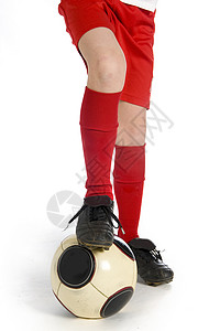 足球青年运动红色白色运动员男生乐趣足球服孩子运动服背景图片