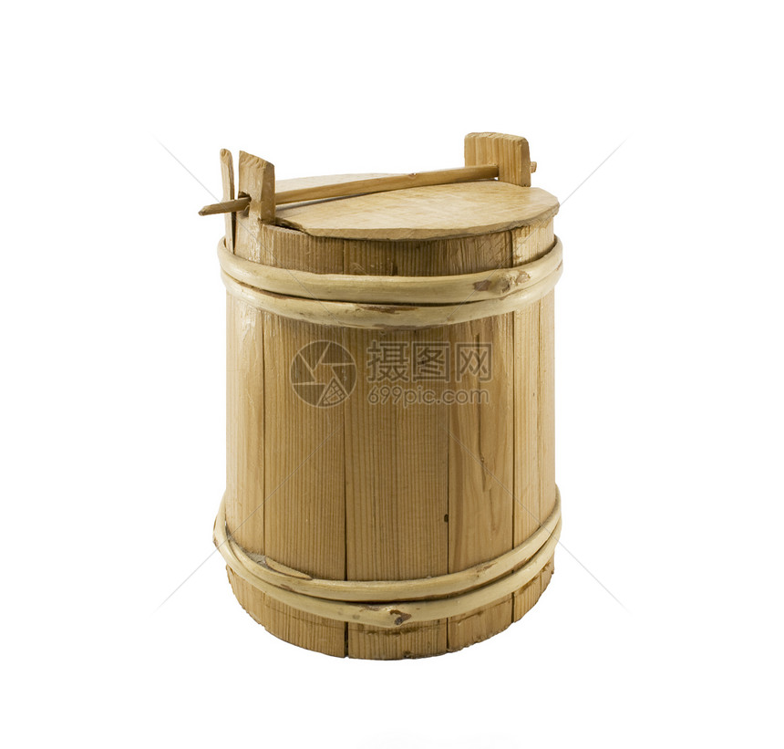木制桶棕色工艺厨房木头手工水壶图片