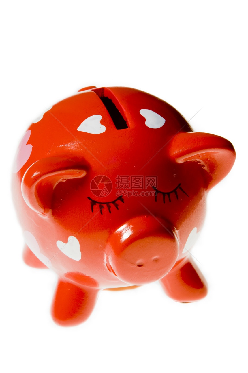 红猪账单红色静物黑色节约储蓄硬币粉色图片