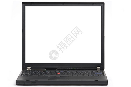 白色上隔离的黑色黑笔记本电脑屏幕商业桌面展示网络剪裁小路监视器技术背景图片