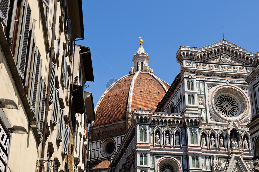 意大利佛罗伦萨的Duomo建筑学大教堂旅游历史性建筑蓝色天空艺术地标教会图片