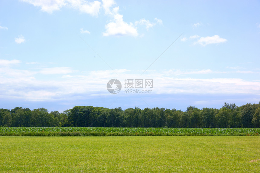 农村地貌和蓝天空图片