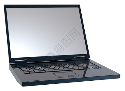 白色的黑光线笔记本电脑被隔离在白色上老鼠帮助工作渲染屏幕网络插图键盘商业软垫背景图片