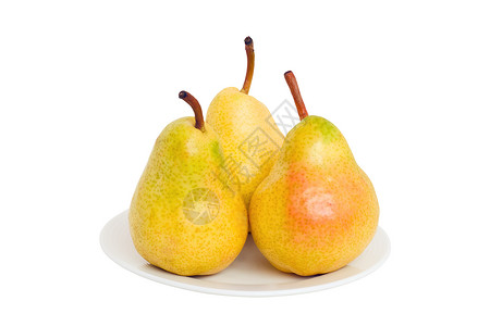 梨子红色食物白色餐具黄色水果背景图片