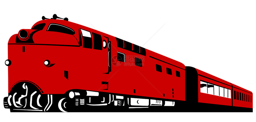 柴油火车机车回转木刻艺术品货物运输铁路插图乘客货运柴油机过境图片