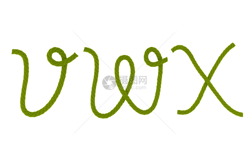 绿色纤维绳V W X图片