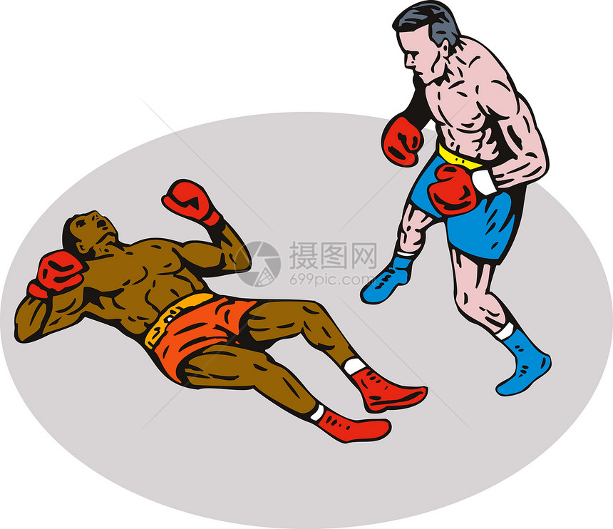 击倒在地上挑战者手套男人拳击男性竞争者艺术品肌肉运动冲孔图片