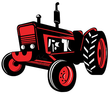 旧式农场拖拉机农业机械艺术品插图农民工人机器背景图片